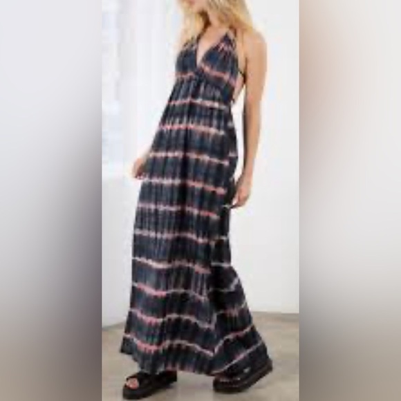 LOVESTITCH Marfa maxi dress empire waist strappy halter 2 pockets NWT size S - Picture 3 of 14